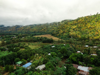 LandScape, Green Fresh Nature Background of Forest Mountains and Sky, Countryside of Thailand.