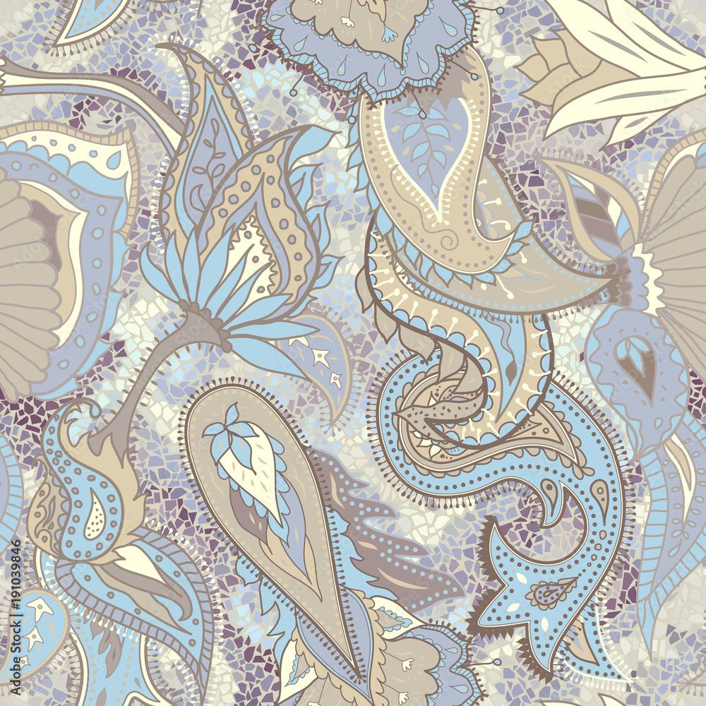 Poster pattern based on decorative elements paisley. seamless pattern in indian style.