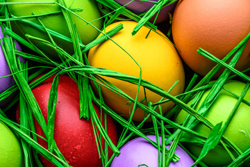 Colorful eggs background, easter decoration