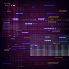 Glitched Abstract Design.  Distorted Glitch Style Retro Background. VHS  - Banner, Poster, Flyer, Brochure. Vector Illustration.