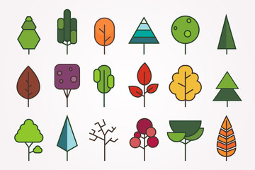 Tree flat style on white background color vector illustration