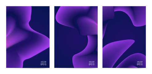 Vector illustration: Set of modern abstract violet covers