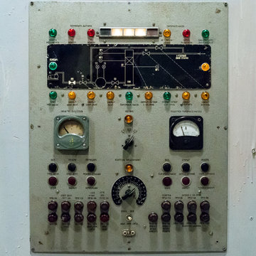 Old panel on an electronics hardware