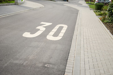 Fototapeta premium Road surface marking 30 km/h zone