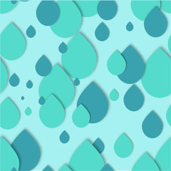 Seamless 3d pattern in trendy paper art style. Paper water drops collage background. Geometric design for banner, cover, brochure, template.  World Water Day - 22 march.  No visible mesh  borders