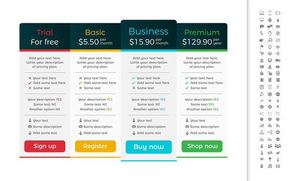 Light pricing table with dark header and one recommended option