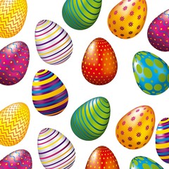 colorful glossy eggs easter celebration set vector illustration