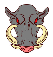 Portrait of a malicious boar in the old school style