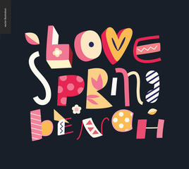 Love, spring, bench fun lettering