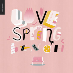 Love, spring, bench fun lettering