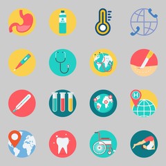 Icons set about Medical. with stomach, surgery and yoga