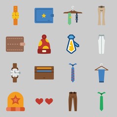 Icons set about Man Accessories. with winter hat, watch and sunglasses