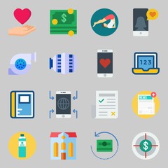 Icons set about Lifestyle. with money, water and laptop