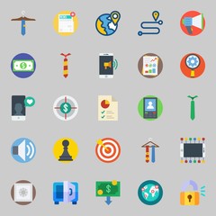 icons set about Digital Marketing. with megaphone, volume, location, safebox, target and worldwide