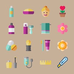 icon set about beauty with razor, tablet and toe separator