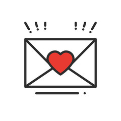Love letter envelope line icon. Happy Valentine day sign and symbol. Heart shape. Love, couple, relationship, dating, wedding, holiday, romantic amour declaration congratulation theme.