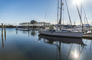 Fototapeta na wymiar Mystic Seaport with docks