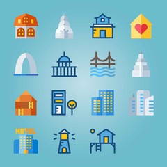Icon set about Construction. with buildings, hotel and building
