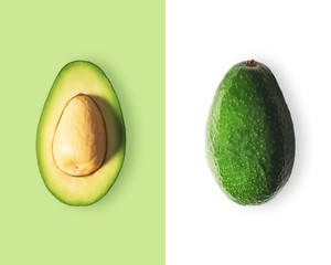 Creative layout made of avocado. Flat lay. Food vegan concept.