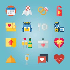 Icon set about Wedding. with map, schedule and heart