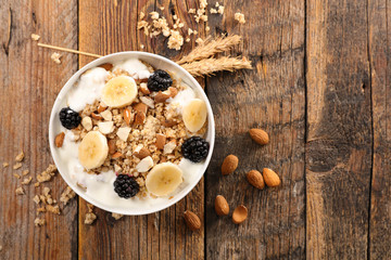 bowl of muesli and fruit