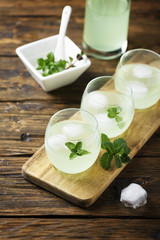 Summer cocktail with rum, ice and mint