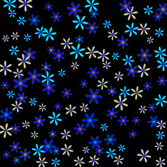 Pretty Floral Pattern with Simple Small Flowers for Greeting Card or Poster. Naive Daisy Flowers in Primitive Style. Vector Background for Spring or Summer Design.