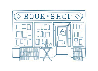 Book store front vector illustration