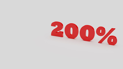 200%. Porcentajes. Descuentos. 3D