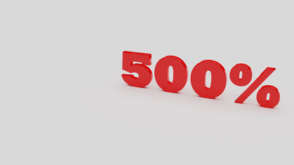 500%. Porcentajes. Descuentos. 3D