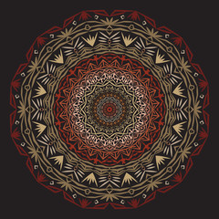 Vector hand drawn Mandala art. Abstract pattern. Vintage decorative Asian, Islam, Indian, Arabic, Turkish, Aztec elements. Coloring page template for background, invitation, birthday, wedding cards