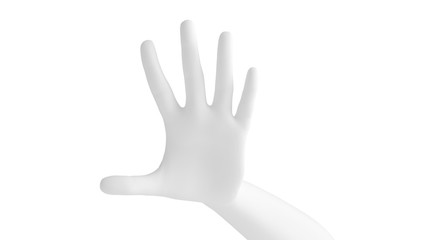 White background 3d hand gesture. 3d illustration, rendering.