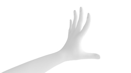 White background 3d hand gesture. 3d illustration, rendering.