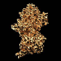 Mysterious, mystical, luxury splash of gold. 3d illustration, 3d rendering.