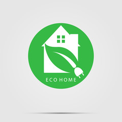 Green Eco Home or Logo power plug nature green.