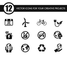 earth day vector icons for your creative ideas