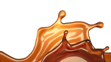 Isolated splash of tea on a white background. 3d illustration, 3d rendering.