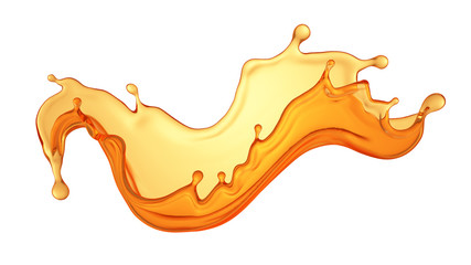 Fototapeta na wymiar Isolated splash of orange juice on a white background. 3d illustration, 3d rendering.