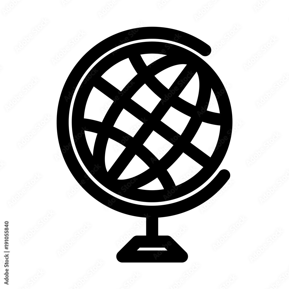 Poster globe symbol. planet earth or internet browser sign. outline modern design element. simple black fla