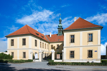 Fototapeta na wymiar baroque castle with park, historical town center of town Kladno, Central Bohemia, Czech republic