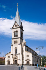 Fototapeta na wymiar Church of the Assumption of the Virgin Mary, historical town center of town Kladno, Central Bohemia, Czech republic