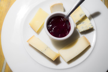Traditional French dessert with different cheeses