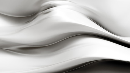 Elegant white background with flowing fabric waves. 3d illustration, 3d rendering.