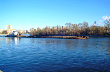 Moscow river in autumn on a Sunny day