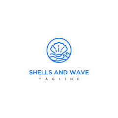 shells and wave logo design concept.