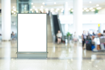 Blank advertising billboard in the Airport and background blur