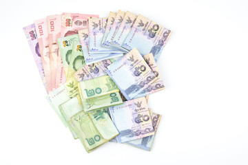 thai banknotes on white background
