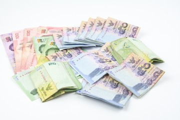 thai banknotes on white background