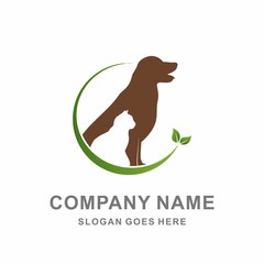 Animal Pet Care Veterinary Clinic Friends Silhouette Grapic Love Circle Modern Healthcare Dog Cat Logo Icon Vector Design Template