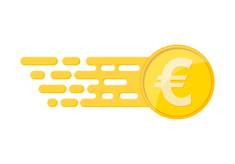 Gold euro coin. Vector illustration.